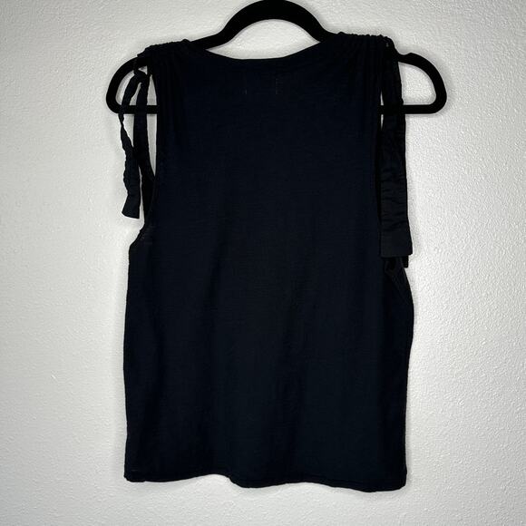 Nation Ltd Black Ruched Shoulder Tie Sleeveless Tank Top S - Picture 6 of 12